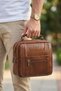 4605 100% Genuine Leather Men's Handbag Crossbody Bag Brown