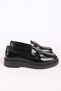 Women's Genuine Leather Buckle Detailed Loafer Shoes Black Patent Leather