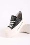 Women's Genuine Leather Padded Sole Hidden Heel Sneaker Black - 4
