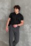 Men's Oversize Ribbed Polo Collar Slim Knitwear T-Shirt - 6
