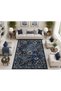 Floral Floral Blue Colored Woven Base and Decorative Carpet Miravip611 - 3