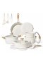 24-Piece Ceramic Cookware Set with Detachable Handle, PFAS-Free Healthy Cooking - Cream