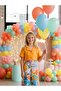 Girl's Padded Blazer Jacket Colorful Patterned Wide Leg Trousers 2-Piece Set - 3
