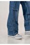 Girl's Pocket Detailed Pleated Jeans - 4