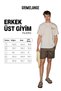 Filiero Men's 100% Organic Cotton Print Detailed Round Neck Regular Fit Vanilla T-Shirt - 6
