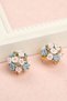 Women's Steel Earrings with Yellow Color Flower Bouquet Design - 2