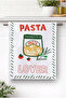 PASTA-01 منشفة مطبخ حديثة مزخرفة باللون الأبيض بنمط PASTA Lover، مقاس 35x55
