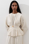 Linen Double-Breasted Tie-Down Bluz Vanilla