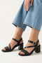 , Women's Genuine Leather Heeled Sandals 1611020Z2219 Black