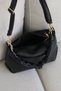 Women's Black Drawstring Shoulder Bag with Gold Chain Detail, Soft Leather Stylish Handbag En32 Size22 - 8