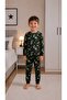 Boys' 100% Cotton Combed Fabric Black Color Dinosaur Patterned Long Sleeve Seasonal Pajama Set