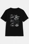 Women's Crew Neck 100% Cotton Printed Black T-Shirt Short Sleeve - 2