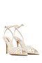 Women's Cream Ankle Buckle High Thin Heeled Leather Sandals 26Sfd121816 - 3