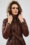 Rebecca women's brown hooded faux fur leather jacket 24wge5209nc - 7