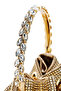 Women's Beige Long Chain Strap Piece Stoned Mini Evening Dress Bag 26Sbd2956Ts - 8