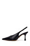 Women's Black Heeled Open-Back Leather Shoes 26Pfd121918 - 3