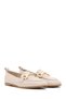 Women's Beige Buckle Leather Shoes, Masculine Loafers 26Pfd200018 - 2