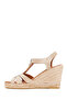 Women's Beige Zippered Wedge Heeled Suede Leather Espadrille 25Sfd 206010 - 4