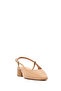 Women's Beige Open Back Short Thick Heeled Leather Ballerinas 26Pfd160918 - 7