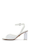 Women's White Ankle Buckle Stone Transparent Thick Heeled Shoes Sandals 25Sfe481714 - 4