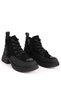 Women's Zipper Detailed Lace-Up Thick Heeled Suede Sports Boots Black - 4