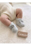 Gray Knitwear Booties with Bow Detail, Suitable for 0-6 Months