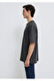 Anthracite Basic T-Shirt with Logo Sleeve Detail Loose Fit / Loose Relaxed Cut 0611924 -70092 - 5