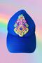 Colorful Bead Embroidered Cobalt Blue Cap Hat - 2