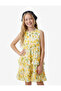 Layered Detailed Crew Neck Viscose Fabric Floral Chiffon Dress - 2