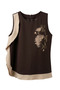 Brown Flounce-Trimmed Blouse with Floral Detail, Casual Chic - 5