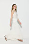 Sequin Detailed Pleated Lined Knitwear Skirt - White - 3