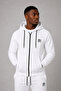 Men's Embroidered Zippered White Tracksuit Set, Cotton Thick Fleece Winter Bottom-Top Sweatshirt - 2