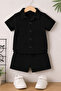 Children's Waffle Fabric Short Sleeve Shirt and Shorts Set 2-Piece Summer Bottom Top 1-5 Years Old - 3