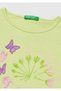 Girl's yellow embroidered butterfly print t-shirt with ruffle sleeves - 3