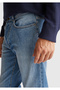 Men's Light Blue Cotton Blend Slim Fit Denim Trousers with Logo Label on the Back and Pockets - 6