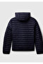 Men's Navy Blue Polyester Filled Regular Fit Hooded Puffer Coat - 4