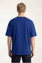 Men's Blue Oversize Modal Fabric Silky Textured Crew Neck T-Shirt - 3