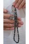 Bjk Logo Faceted Hematite Natural Stone Metallic Gray Metal Tassel Gift Boxed Rosary - 2