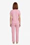 Powder Heart Patterned Pointel Shirt Collar Women's Pajama Set - 4