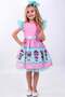Pink Baby Patterned Tulle Detailed Girl's Party Dress