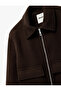 Long Sleeve Zippered Crop Cashmere Jacket with Pockets - 4