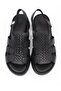 D26Ys 2345 Black Genuine Leather Women's Sandals - 8
