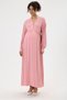 Maternity 100% Viscose Fabric Long Dress, Sleeves with Cuffs, Waist Tie, Collar with Button Detail (Breastfeeding)