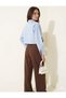 Women's Love Embroidered Plaid Detailed Poplin Crop Shirt - 4