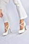White Platform Heeled Women's Evening Dress Shoes M348007609 - 2
