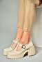 R996946509 Beige Thick Heeled Women's Shoes - 5