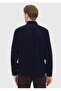 Navy Blue Plain Long Woven Velvet Casual 100% Cotton Shirt - 6