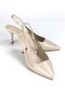 Magnolia Flexible Soft Non-Slip Sole (4 cm) Beige Patent Leather Open Elastic Women's Heeled Shoes - 2