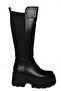 R820060709 Black Thick Soled Women's Boots with Rubber Detail on the Back - 7