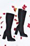 Black Suede High Heeled Women's Boots L282770102 - 5